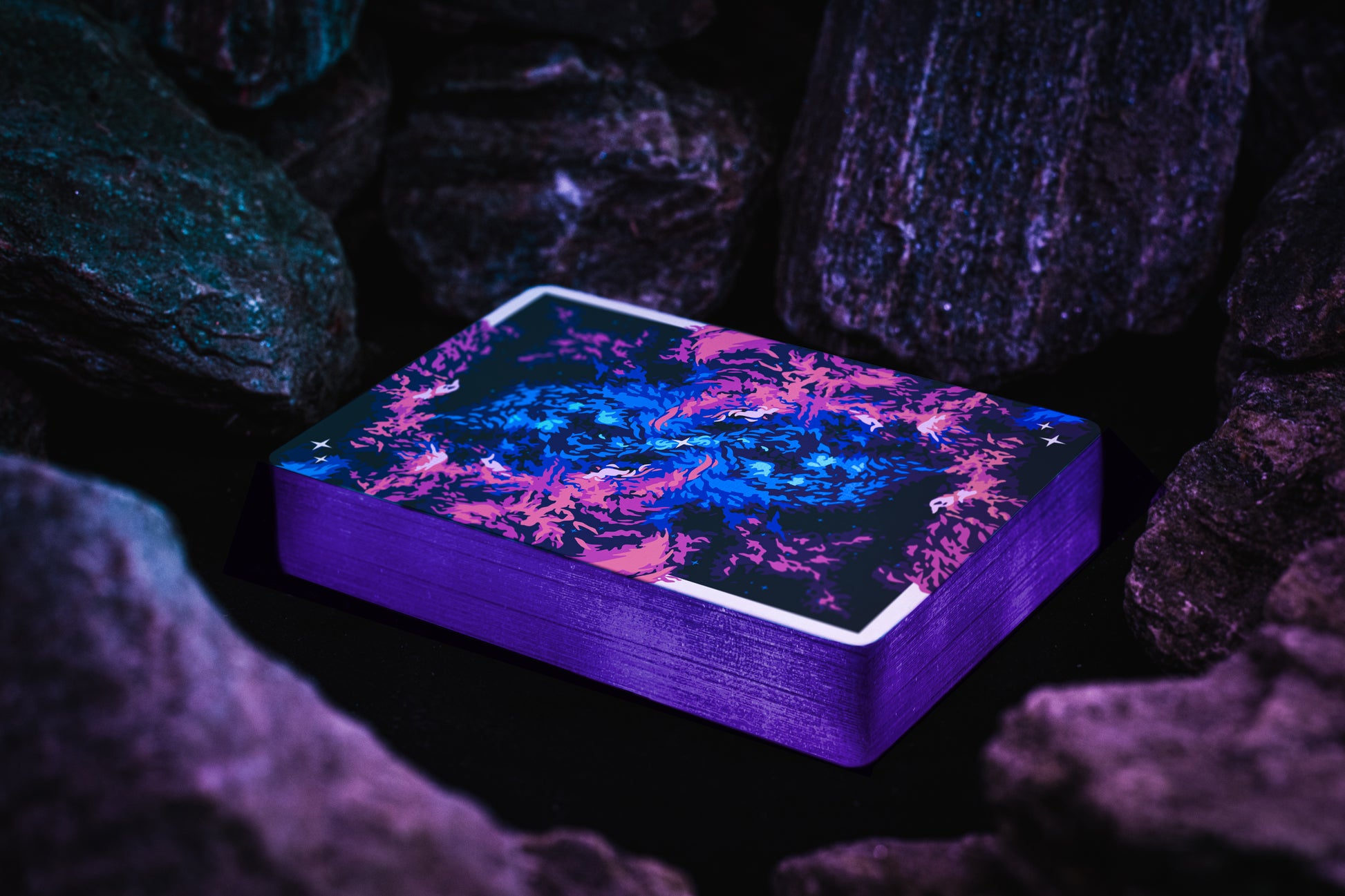 Dark Purple Gilded Nebula Playing Cards